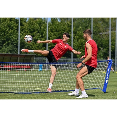 Soccer tennis net on natural turf, 6m