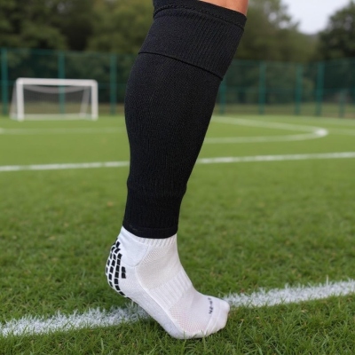 Getry piłkarskie czarne skarpety bez stóp