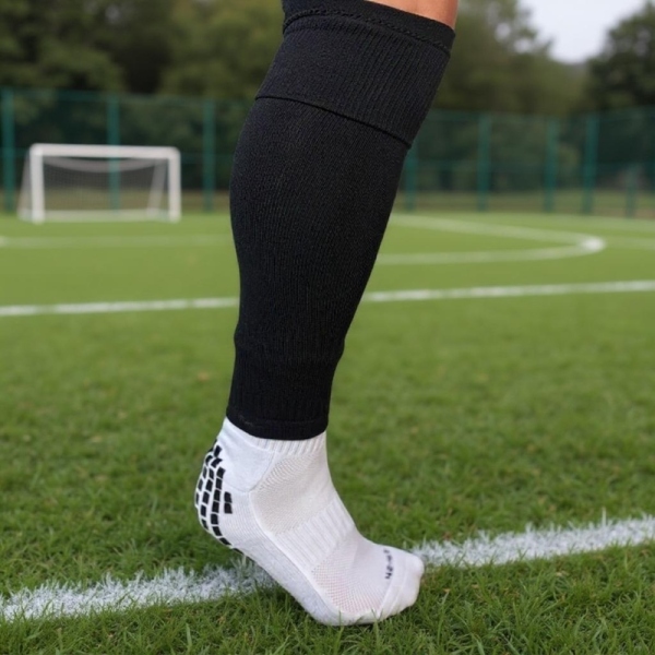 Fekete, lábujj nélküli futballzokni