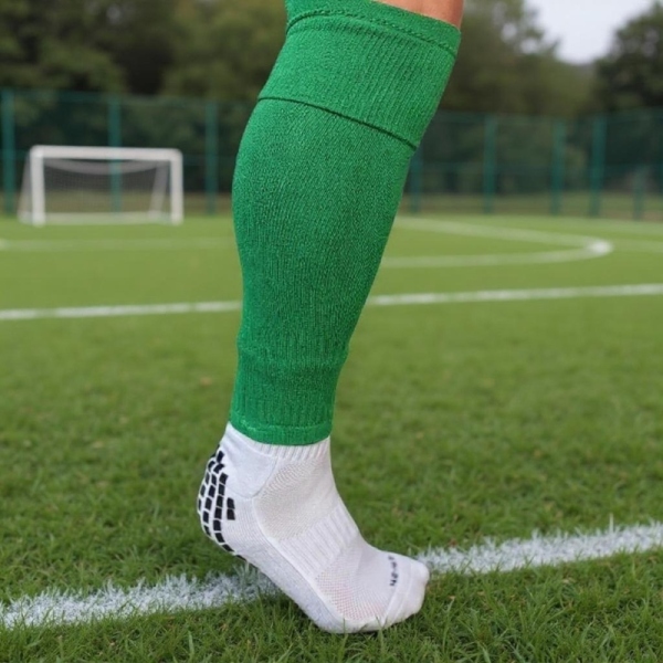 Fußball-Stulpen, grüne Socken ohne Fußteil