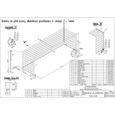 Instrukcja montażu Bramki aluminiowej senior 7,32 x 2,44 m mocowanej w tulejach
